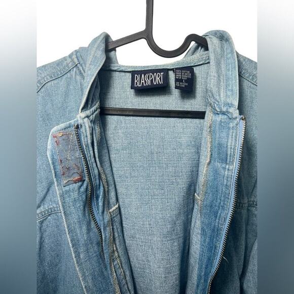 BlassSport Denim Hoodie Jacket – Women’s Size L – Zip-Up Jean Hooded Jacket - Picture 3 of 11